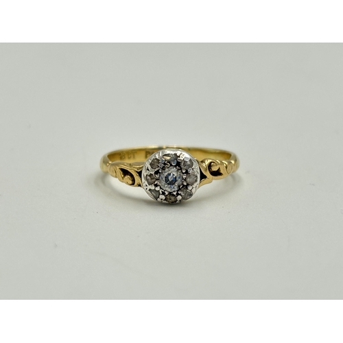 2259O - An 18ct gold and platinum diamond nine stone ring, size P - approx. gross weight 3g