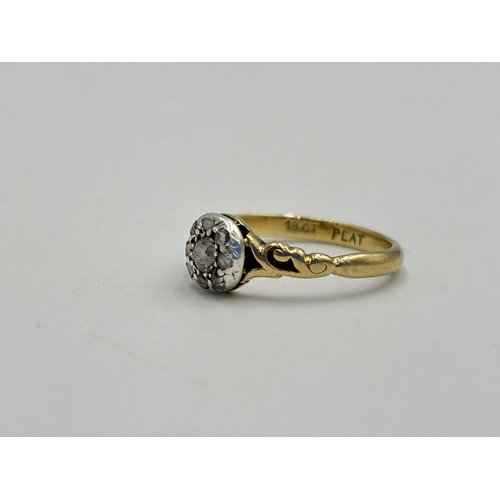 2259O - An 18ct gold and platinum diamond nine stone ring, size P - approx. gross weight 3g