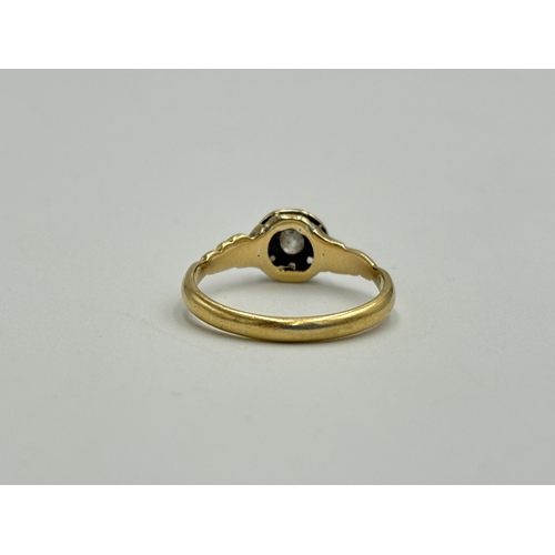 2259O - An 18ct gold and platinum diamond nine stone ring, size P - approx. gross weight 3g