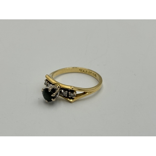 2259P - A mid 20th century hallmarked Sheffield 18ct gold sapphire and diamond five stone ring, dated 1974, ... 