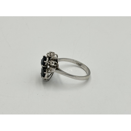 2259Q - An 18ct white gold sapphire and diamond ring, size O - approx. gross weight 4.3g