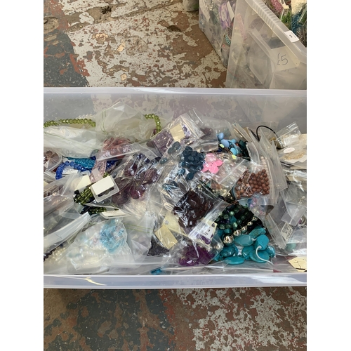 478 - A box containing a large collection of costume jewellery, beads and jewellery making accessories