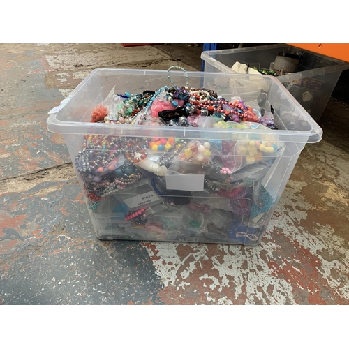 480 - A box containing a large collection of costume jewellery, beads and jewellery making accessories