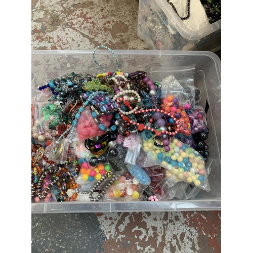 480 - A box containing a large collection of costume jewellery, beads and jewellery making accessories