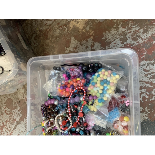 480 - A box containing a large collection of costume jewellery, beads and jewellery making accessories