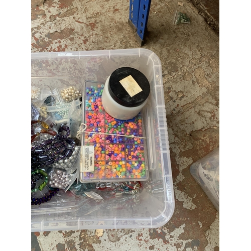 481 - A box containing a large collection of costume jewellery, beads and jewellery making accessories