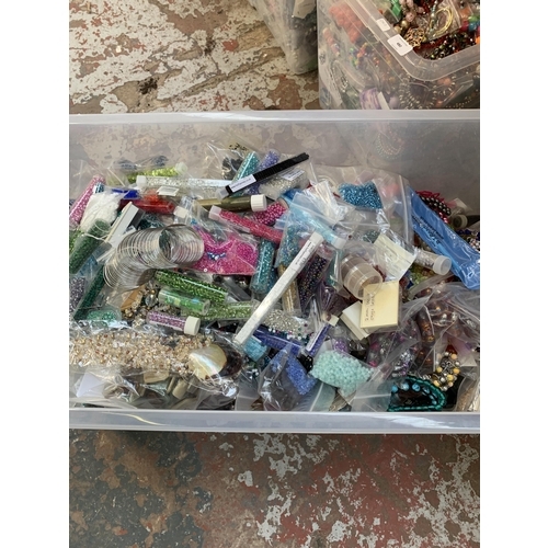 479 - A box containing a large collection of costume jewellery, beads and jewellery making accessories