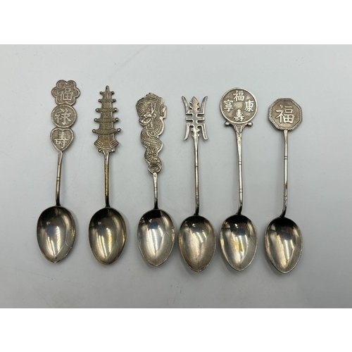 2350 - A cased set of six Chinese white metal teaspoons - approx. gross weight 52g