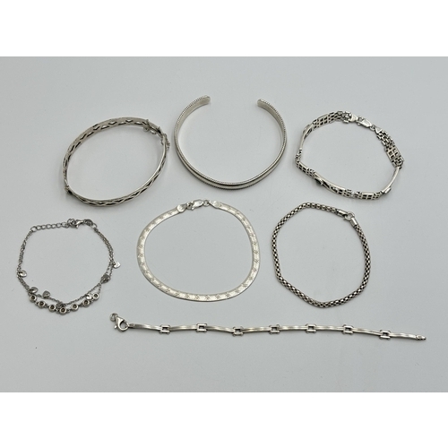 2259C - Seven .925 silver bracelets and bangles - approx. gross weight 64g