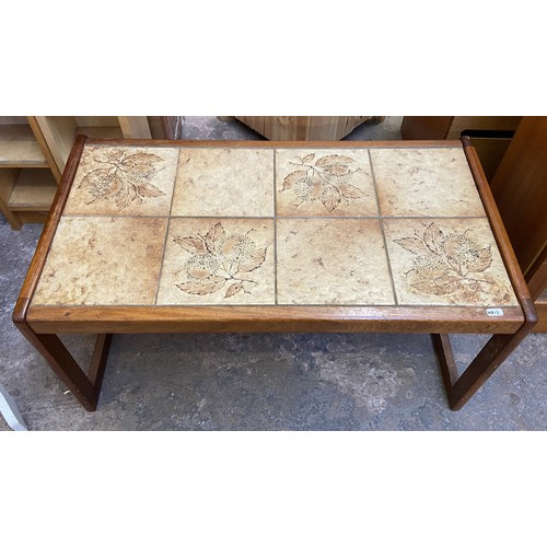 50A - A mid 20th century teak and ceramic tiled top coffee table