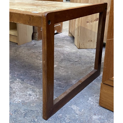 50A - A mid 20th century teak and ceramic tiled top coffee table