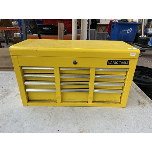 1036 - A US Pro-Tools counter top tool chest containing a collection of door locks to include Euro Tumbler,... 