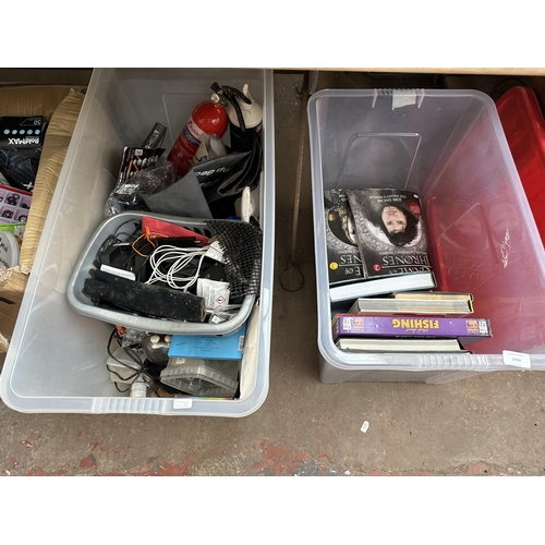 1046 - A collection of items to include books, cans of spray adhesive, Dyson D16 Animal accessories etc.