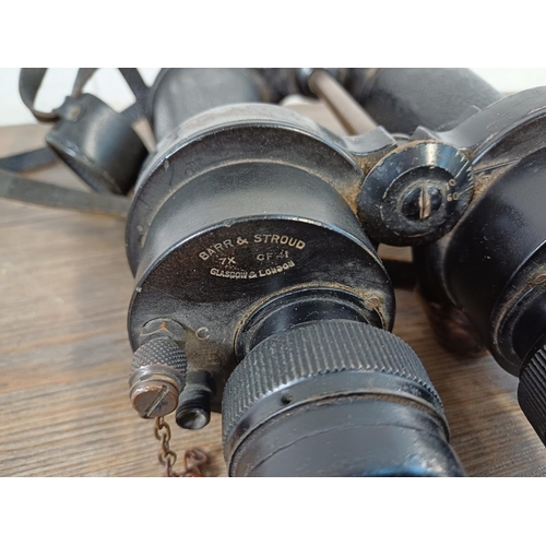 733 - A pair of WWII Barr & Stroud CF41 7x binoculars stamped 'A.P. No.1900A Serial No. 66768' with blacke... 