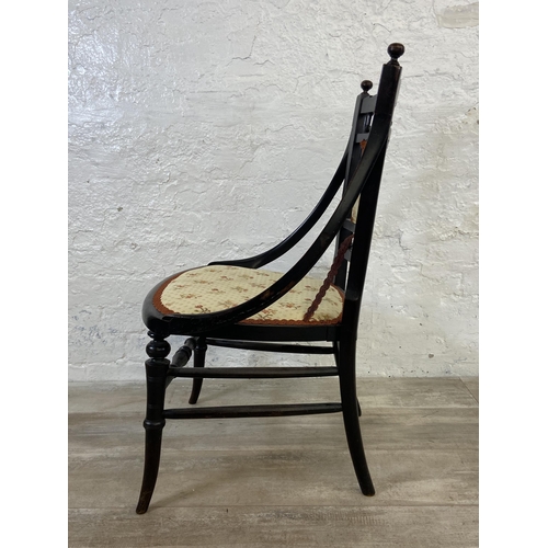 18 - A Victorian Aesthetic Movement ebonised and fabric upholstered bedroom chair - approx. 81cm high x 4... 