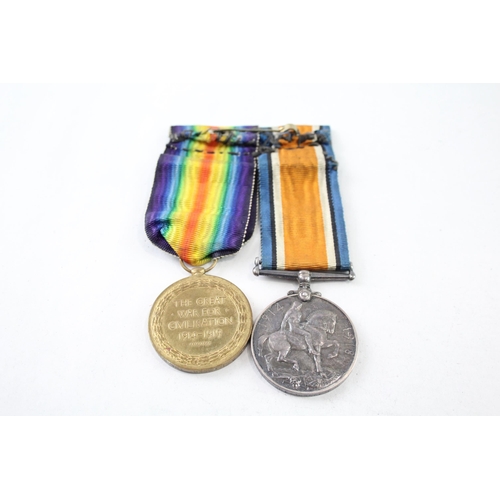 2404 - A WWI mounted medal pair presented to 47988 Pte. G.J. Amner Queen's Regt.