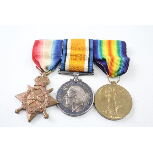 2408 - A WWI mounted British medal trio presented to 28103 Cpl. Gnr. A. H. Miller R.G.A. R.A.