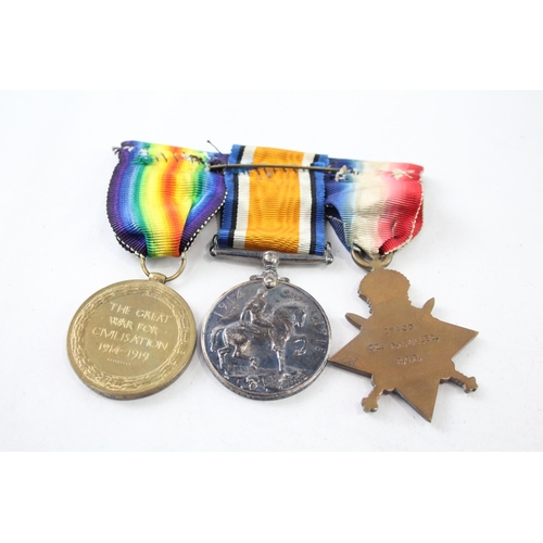 2408 - A WWI mounted British medal trio presented to 28103 Cpl. Gnr. A. H. Miller R.G.A. R.A.