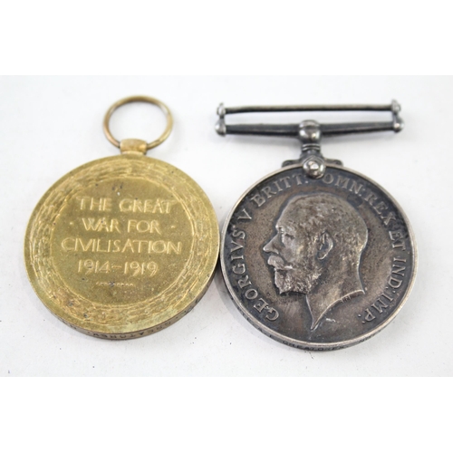 2420 - A WWI British medal pair presented to 200227 Pte. A.E. Greatorex Notts & Derby Regt.