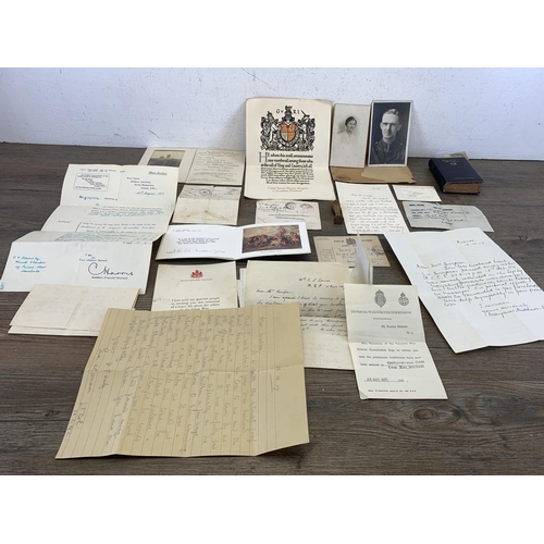 2446 - A collection of WWI ephemera related to Lieut. James Harper Simpson of the 8/Lancashire Fusiliers to... 