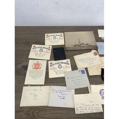 2447 - A collection of WWII ephemera relating to LT/JX 340232 Ord. Sig. G.A. Burrow of The H.M.S. Birch to ... 