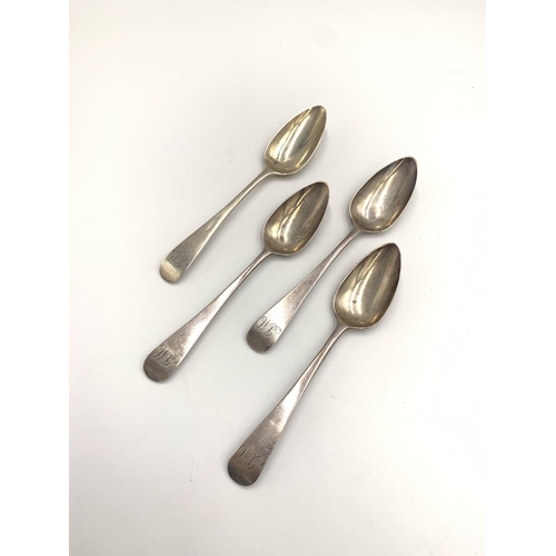 2387 - Four George III Duncan Urquhart & Naphtali Hart hallmarked London silver teaspoons, dated 1807 - app... 