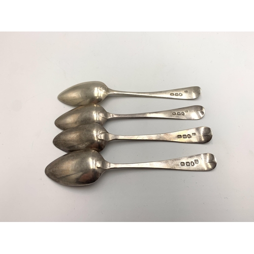 2387 - Four George III Duncan Urquhart & Naphtali Hart hallmarked London silver teaspoons, dated 1807 - app... 