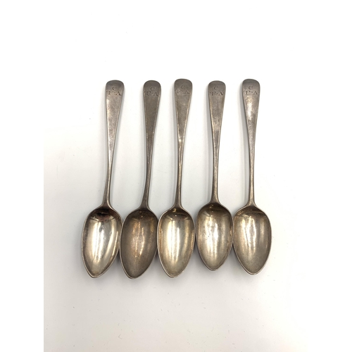 2388 - Five George III Thomas Wallis II hallmarked London silver teaspoons, dated 1788 - approx. gross weig... 