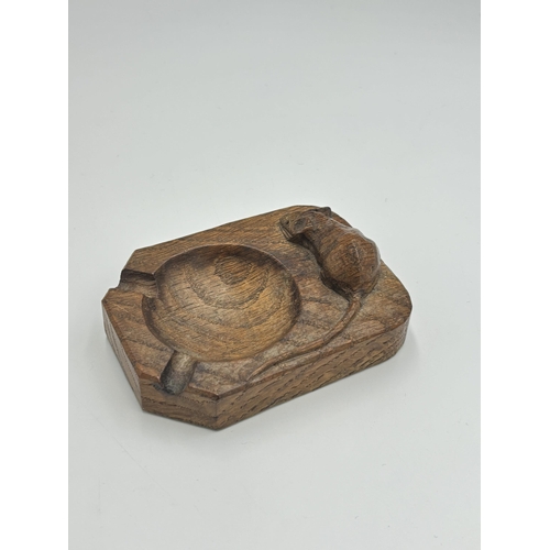 2452 - A Robert 'Mouseman' Thompson carved oak ashtray - approx. 3.5cm high x 10cm wide x 8cm deep