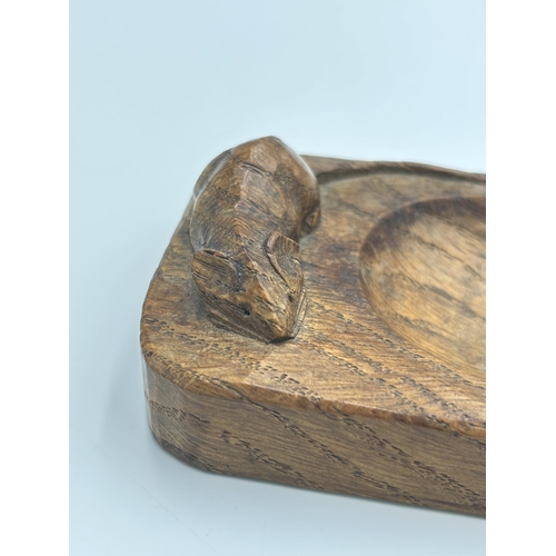 2452 - A Robert 'Mouseman' Thompson carved oak ashtray - approx. 3.5cm high x 10cm wide x 8cm deep