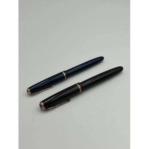 2460 - Two Parker fountain pens with 14ct gold nibs