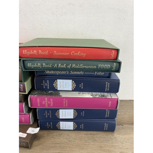 556 - Fourteen Folio Society hardback books to include The Cathedrals of England, A History of England, Th... 