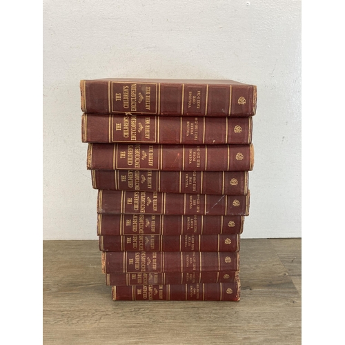 557 - Volumes 1-10 of The Children's Encyclopedia by Arthur Mee leather bound books