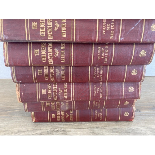 557 - Volumes 1-10 of The Children's Encyclopedia by Arthur Mee leather bound books