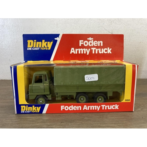 499 - Two boxed Dinky diecast model vehicles, one Foden Army Truck - no.668 and one 'Convoy' Army Truck - ... 