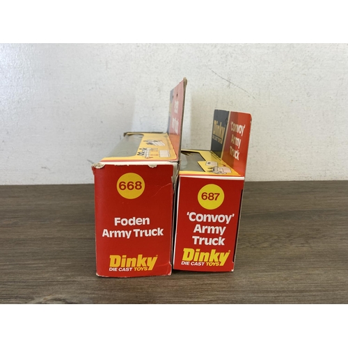 500 - Two boxed Dinky diecast model vehicles, one Foden Army Truck - no.668 and one 'Convoy' Army Truck - ... 