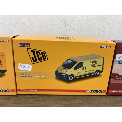 502 - Three boxed Corgi limited edition diecast model vehicles, one Renault Traffic Van Lost It Production... 