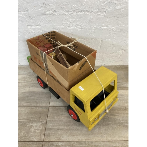 507 - Two vintage wooden toys, one Adventures Playthings Crane and one Camerons Haulage Truck together wit... 