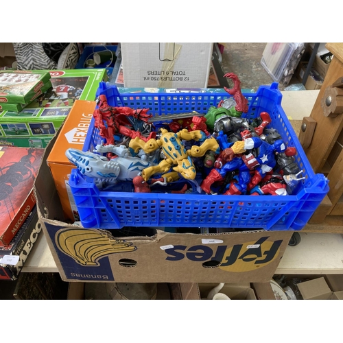 508 - A collection of toys to include Superhero figurines, diecast model vehicles, boxed Meccano Maker Sys... 