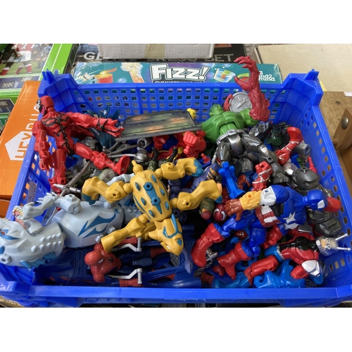 508 - A collection of toys to include Superhero figurines, diecast model vehicles, boxed Meccano Maker Sys... 