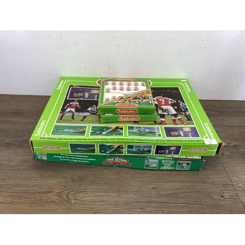 511 - Three vintage Subbuteo Sets, one Football Pitch with Floodlights, one West Germany 66000 World Cup S... 