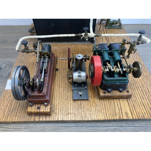 514 - A vintage Stuart Models live steam stationary plant with water boiler and brass gauge, Stuart Dynamo... 