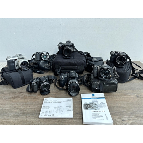 792 - A collection of digital bridge cameras to include Fujifilm FinePix S9500 9mp, Nikon CoolPix L120 14.... 