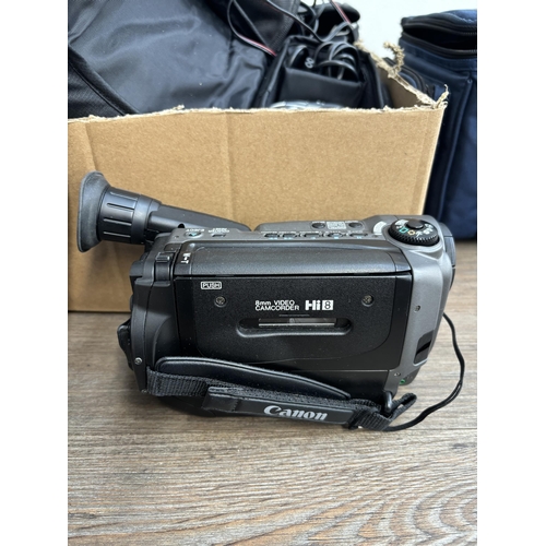 797 - Seven Canon camcorders, UC-X10HiE Hi8, Canonvision E100, DC220 DVD R/RW, DC210 DVD R/RW, MV890 Mini ... 