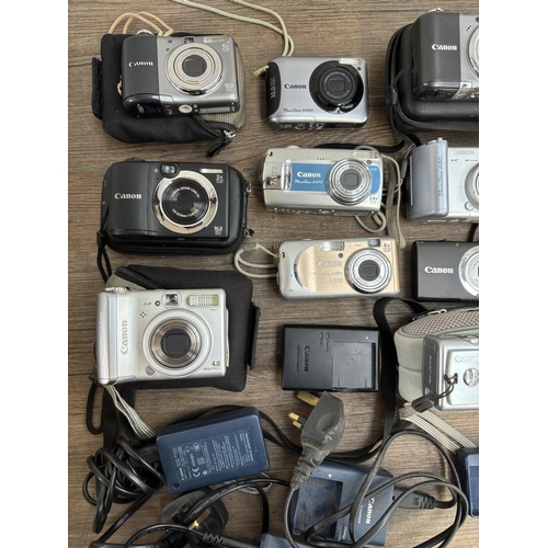 802 - A collection of Canon PowerShot compact digital cameras