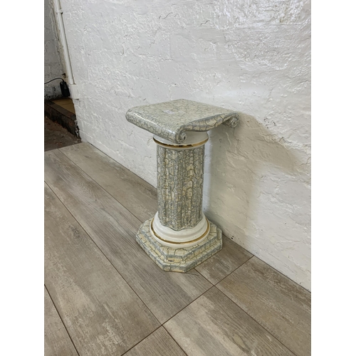 105 - A mid/late 20th century marble effect ceramic jardinière stand - approx. 49cm high