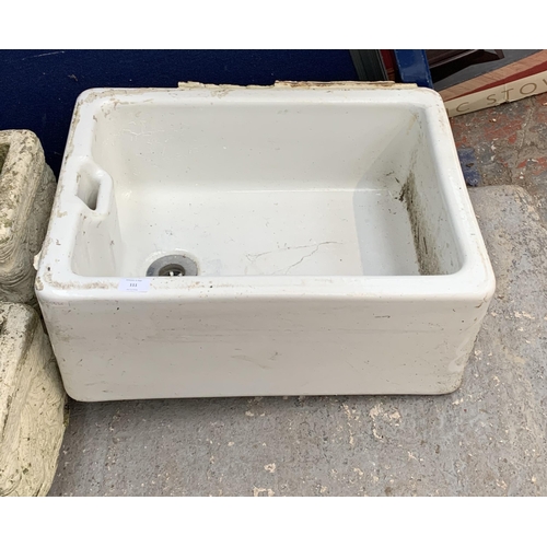 111 - A 19th century stoneware and white glazed Belfast sink