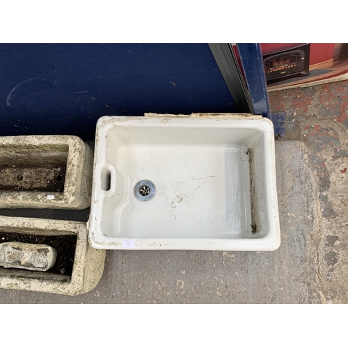 111 - A 19th century stoneware and white glazed Belfast sink