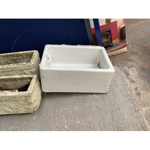 111 - A 19th century stoneware and white glazed Belfast sink