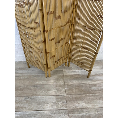 12 - A 1970s bamboo three section dressing screen - approx. 183cm high and each section 45cm wide